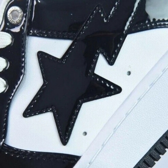 Bathing Ape Bape StaPatent Leather Black White 10.5 2021 Bapesta 'Black' (EUC) - Picture 3 of 12